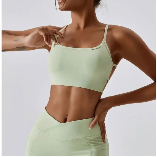Großhandel OEM/ODM Damen S-Träger Camisole Crop Tank Tops Crossover Back Yoga Bra Quick Dry Fitness Gym Active Workout Wear Sport-BHs Bikini